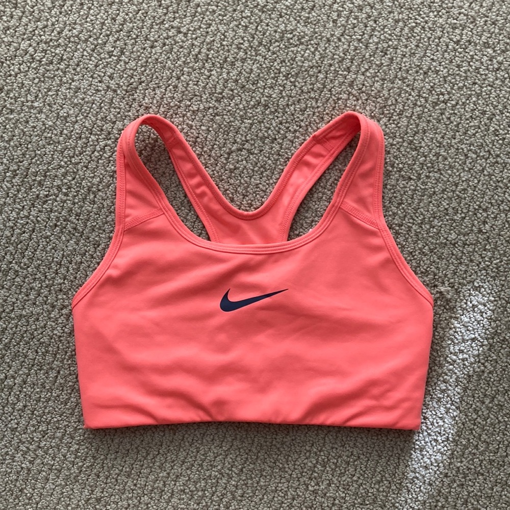 NIKE Pro Dri-Fit Unpadded Sports Bras Swoosh Tempo Medium Support Peach Like New